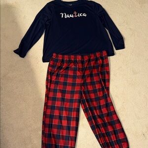 Nautica women Pajama Set - Navy and Red Checkered